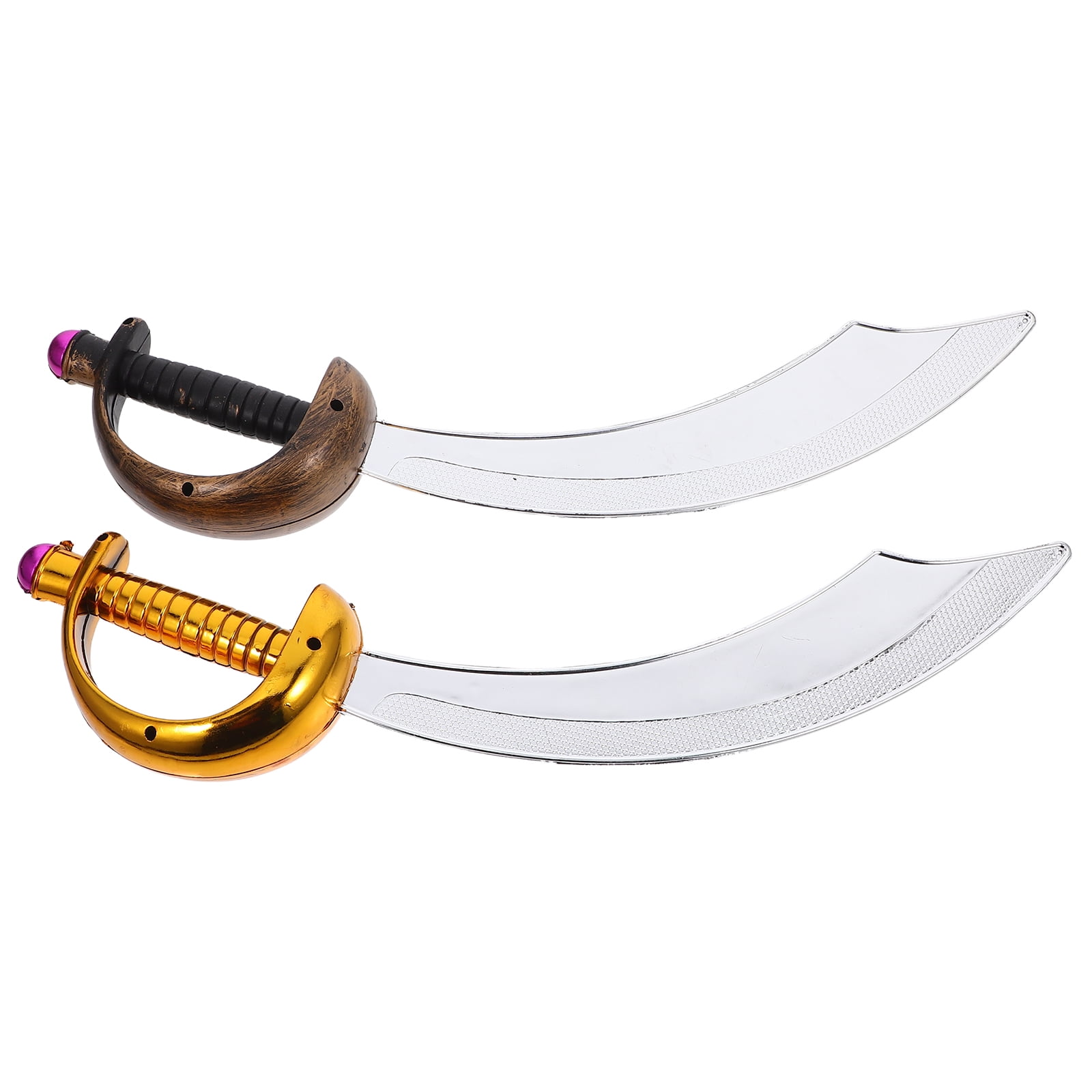 Ounona 2pcs Pvc Pirate Sword Costume Accessory For Kids Halloween Cosplay Party Pretend Play Toy Curved Blade Pirate Themed Decorations 46.00x10.00x5.