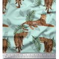 thumbnail image 1 of Soimoi Rayon Fabric Leaves & Leopard Animal Printed Fabric 1 Yard 56 Inch Wide, 1 of 1