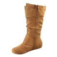 thumbnail image 2 of Bottes Mi-Mollet à Bout Rond pour Femmes Zone 70, Confort, Fermeture Éclair, Boucle, Style Plissé Décontracté, Talon Plat ( Tan, 8.5), 2 of 2