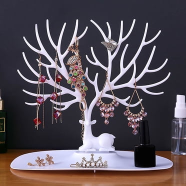 Support Organisateur de Bijoux pour Boucles d'Oreilles, Colliers et Bagues avec Présentoir Élégant pour l'Entretien Ménager et le Rangement