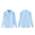 thumbnail image 3 of LNMQLPDBS Girls' Long Sleeve Pintuck Poplin Button Down Shirt Stylish and Comfortable, 3 of 5