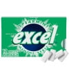 EXCEL Spearmint Flavoured Sugar Free Chewing Gum pack with 12 white gum pellets on a green background featuring the Excel logo, highlighting refreshing spearmint flavour, sugar free formula, and portable packaging for breath freshening on the go.