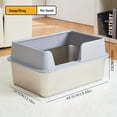 thumbnail image 1 of Stainless Steel Cat Litter Pan, Oversized Semi-Closed Stainless Steel Cat Litter Box, Pet Supplies, 1 of 5