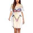 thumbnail image 1 of Jusqu'à 65 % de Rabais! Robes d'Été Mode pour Femmes 2024 Grande Taille Chemise de Bikini par-Dessus Manches Courtes Mignonne Imprimé de Bikini par-Dessus Robe T-Shirt Ample à Porter, 1 of 4