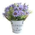 thumbnail image 1 of Artificial Flower Pot Home Office Desktop Vintage Style Fake Floral Decor Potted Plant  Blue Purple, 1 of 8