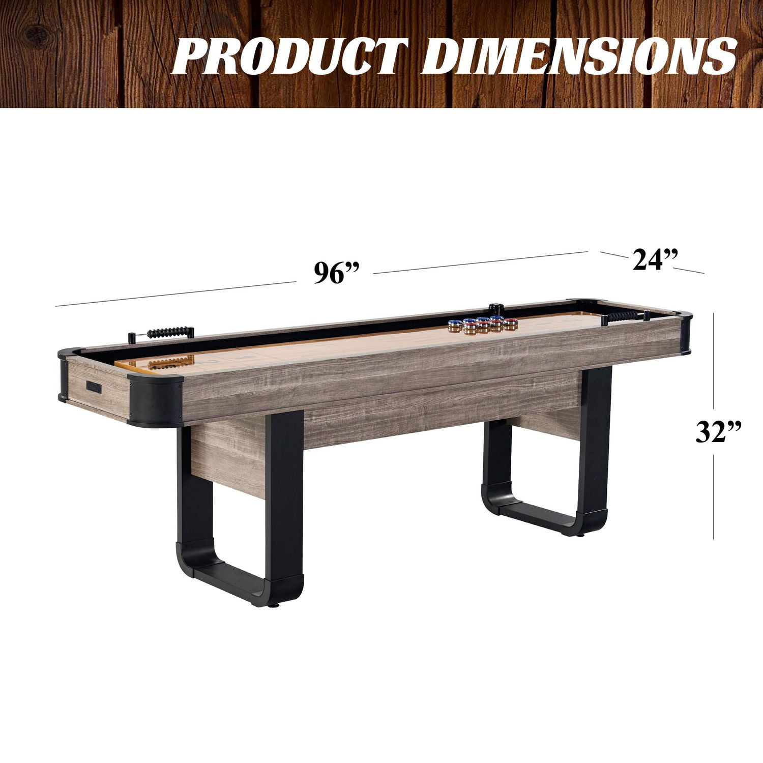 Table de jeu de palets Elmhurst de 96 po Barrington avec ensemble de 8 rondelles