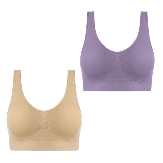 AherBiu 2pc Plus Size Sports Bras for Women Large Bust High Support Padded Bralettes Seamless Workout Underwear