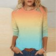 thumbnail image 2 of VSSSJ Hauts à Manches 3/4 pour Femmes Décontractés Tendance à Imprimé Dégradé Manches Raglan Col Ras du Cou Coupe Décontractée Tunique T-Shirt Respirant Jaune TTG, 2 of 4