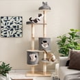 thumbnail image 2 of Costway Arbre à Chat en Bois à Plusieurs Couches de 75 Pouces Tour Intérieure Centre d'Activités et de Jeu avec 2 Condos, 2 of 10