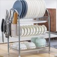 thumbnail image 2 of Zootealy Dish Drying Rack 3 Tier Dish Rack Steel with Removable Drain Board Storage Rack for Dish Drainer Utensil Holder Cutting Board Holder for Kitchen Countertop Organizer Storage, 2 of 8
