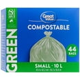 thumbnail image 1 of Great Value Small Green Compostable Bags, 10L , 44bags, 1 of 4