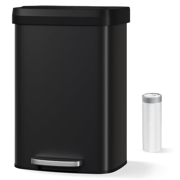 Garvee Poubelle à Pédale de 13,21 Gallons pour Cuisine, avec Rebord de Doublure et Couvercle en Plastique à Fermeture Douce, Noir