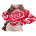 thumbnail image 3 of Chandails à Cœur d'Amour pour Femmes Manches Longues Chandail Tricoté, 3 of 8