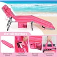 thumbnail image 3 of Costway 2 PCS Outdoor Beach Lounge Chair Folding Chaise Lounge with Pillow Pink Stripe, 3 of 3
