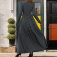 thumbnail image 5 of Pisexur Robes de Retour à la Maison pour Femmes Robes d'Automne Couleur Unie Tunique Col en V Robe Maxi Mode Aguichant Fendue Robe Cocktail Décontractée Fluide Manches Longues Robe Formelle Enveloppante Robe d'Invité de Mariage, 5 of 5
