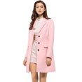 thumbnail image 1 of INSPIRE CHIC Manteau d'Hiver pour Femme à Revers Cranté, Simple Boutonnage, Manches Longues, Rose, 2TG, 1 of 7