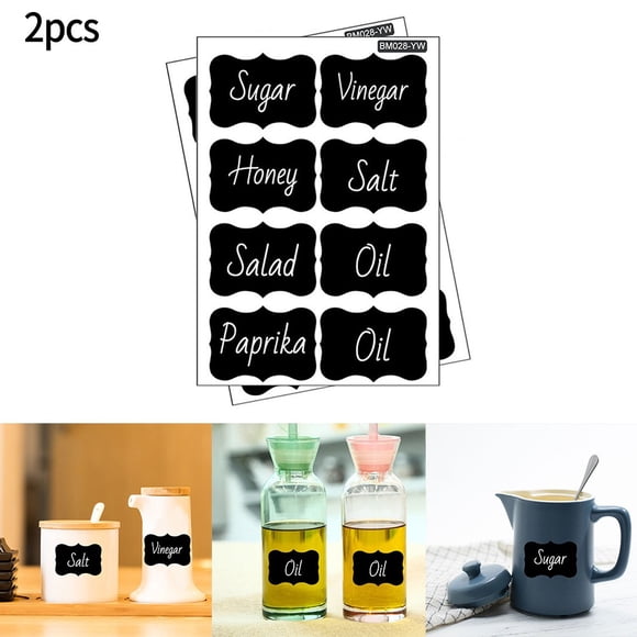 2 Sheet Of Kitchen Waterproof Food Stickers Spice Jar Label Seasoning Jar Label