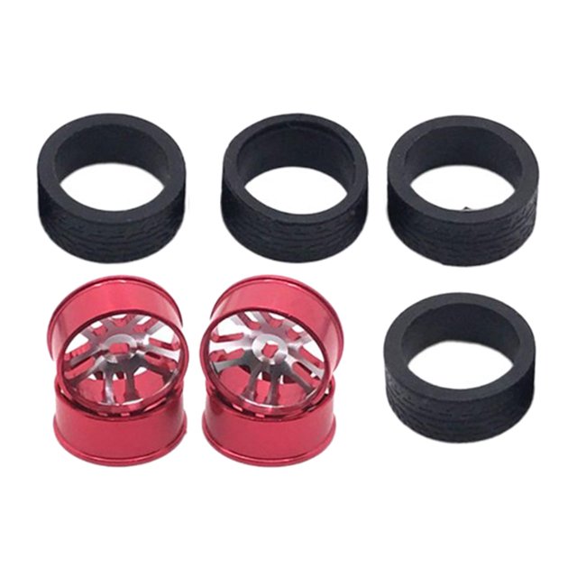 1:28 Tires Wheel Rims Replacement Rubber Tires Accessory for Spielzeug 284131 Red