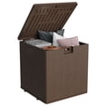 thumbnail image 4 of EDTara Joanakaren Coffre de Terrasse Extérieur, Banc de Rangement Étanche de 28 Gallons avec Siège, Résistant aux Uv, Verrouillable, Capacité Robuste de 480 Lb, Design en Osier Brun pour l'Organisation du Patio et du Jardin, 4 of 8