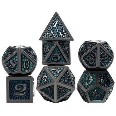 DND Dragon Ensemble de dés à l'Échelle de 7 Pcs, Ensemble de dés D&D en Métal avec D20 Surdimensionné pour Jeux de Rôle sur Table, Dungeons and Dragons, DND, D&D