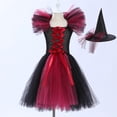 thumbnail image 2 of YOUSNH Halloween Tout-Petits Enfants Bébés Filles Magnifique Sorcière Robe Noire avec Chapeau Tutu Chic Déguisement Fête Tulle Robes Robes pour Filles H_002 6-7 Ans, 2 of 6