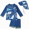 thumbnail image 1 of Curenmufel Baby Swimsuit Boy Boys Rash Guard Set 2 Piece UPF50 Swim Shirt & Swim Trunks 2T 3T (Blue,2-3 Years), 1 of 6