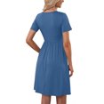 thumbnail image 4 of TopLLC Robe de Plage pour Femme Été à Manches Courtes Col en V Robe Débardeur Décontractée Boutonnée Taille Élastique Robes Évasées avec Poche, 4 of 9
