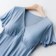 thumbnail image 3 of matoen Robe d'Allaitement pour Femme à Col en V Profond, Unie, à Manches Courtes, avec Boutons, Robe Fluide à Volants avec Coussinet de Poitrine, Vêtement de Nuit, 3 of 8