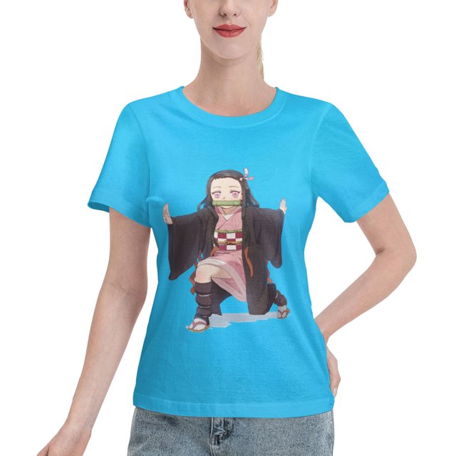 T-Shirt Basique à Manches Courtes pour Femmes Demon Slayer Blade Nidouzi
