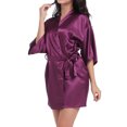thumbnail image 4 of Tqcoqu Women Hot Fix Casual Solid Color Simulated Silk Home Clothing Robes, 4 of 6