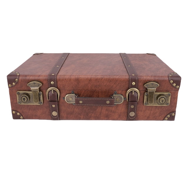 Old Suitcase, Leather Handle Vintage Suitcase Decorative Multifunctional Large Capacity Exquisite Craftsmanship for Photo Props and Luggage