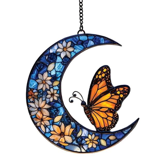 ZENGHUIJ Monarchs Butterflys And Floral Moonss Suncatcher