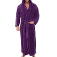 thumbnail image 1 of Innerwin Dressing Gown Solid Color Men Wrap Robe Home Hooded Thicken Plush Bath Robes Purple 4XL, 1 of 7