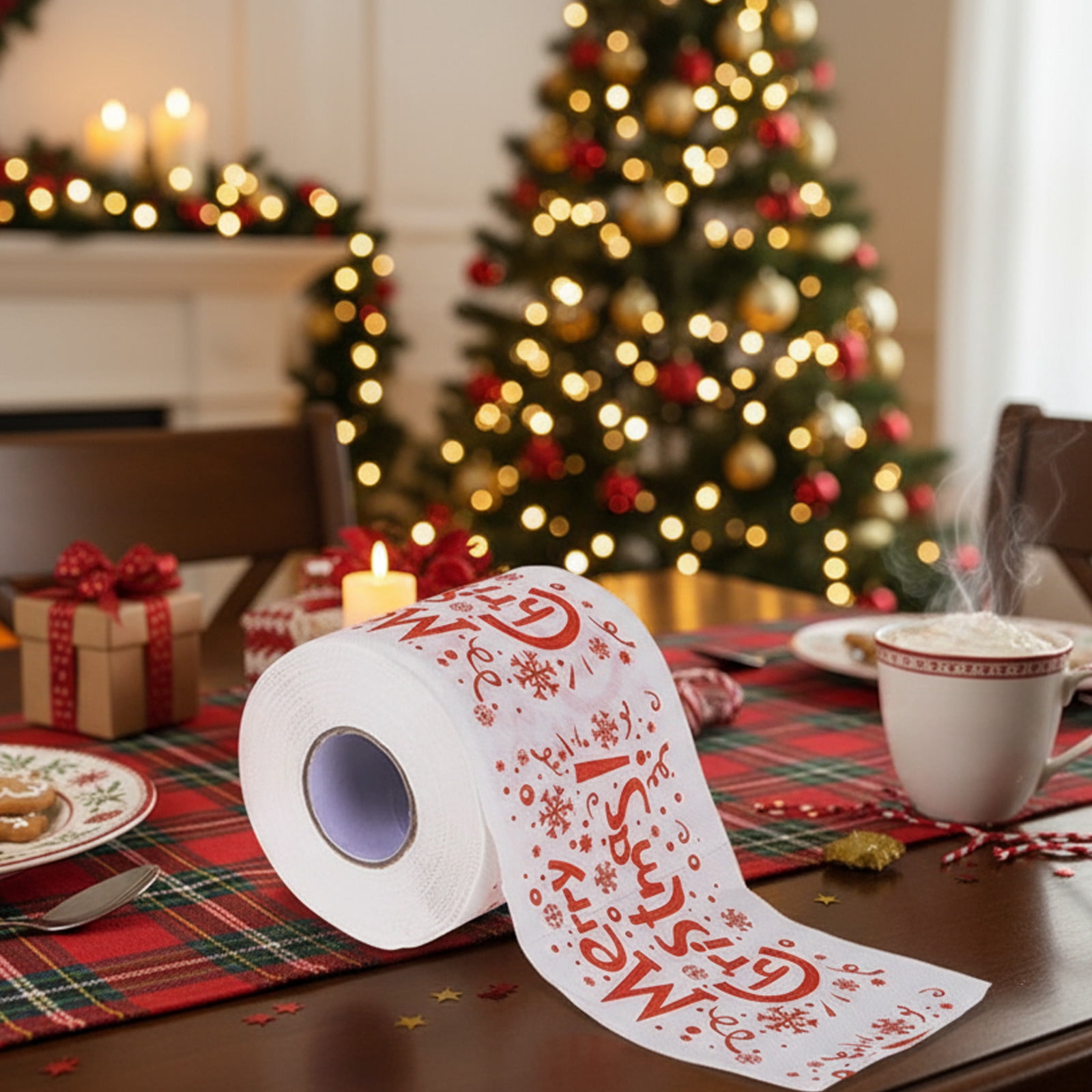 Cameland Christmas Chimney Paper Roll, Two-layer Toilet Paper Roll Colorful Personalized Paper Towel