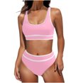 thumbnail image 1 of FAIWAD Womens 2 Piece Swimsuits Sports Color Block Bikini Sets Removable Bra Pad Full Coverage Bathing Suits for Girls, 1 of 5