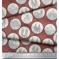 thumbnail image 3 of Soimoi Brun Georgette Viscose Tissu Différents Monuments de la Ville Architectural Tissu Imprimé 1 Yard 42 Inch Wide, 3 of 3