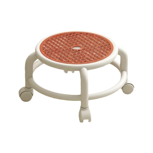 Orange Breathable Rolling Stool With 360 Degree Wheels 26 X 26 X 19 Inches Mesh Design Swivel Seat For Home Office Compact Mobile Stool Lightweight Portable Seat Space Saving Ergonomic Des