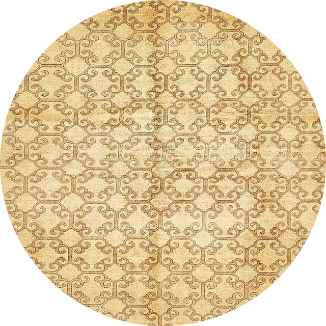 Ahgly Company Tapis d'Intérieur Ronds Abstraits Jaunes Abstraits pour Aire, 8 Pieds Rond