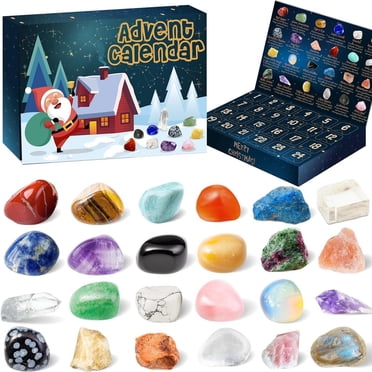 LSLJS Calendrier de l'Avent 2024 24 Jours en Cristal Naturel Agate Calendrier de l'Avent pour Enfants 24 Days Of Series Calendrier de Compte à Rebours de Noël Décorations de Noël Cadeaux pour Femmes/hommes