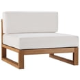thumbnail image 1 of Modway Upland Modern Solid Teak Wood Outdoor Armless Chair in Natural/White, 1 of 7