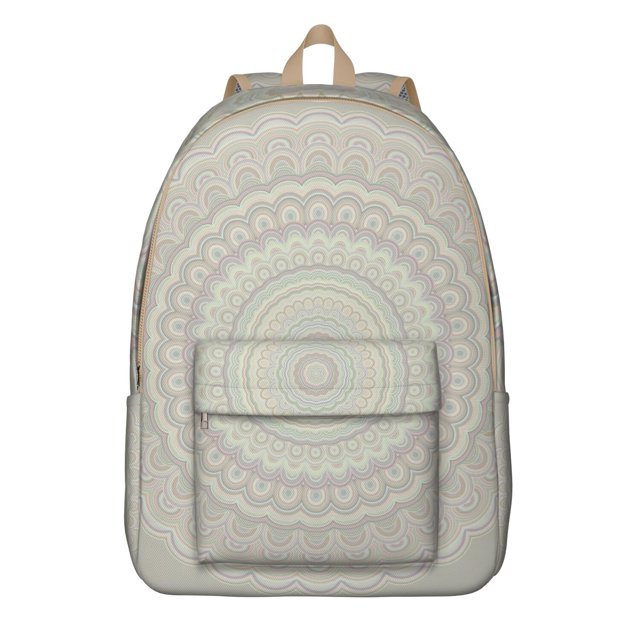 Zen Meditation Mandala Pattern Backpack for Women, Traditional Boho Style School Daypack with Artistic Ethnic Ornament
