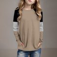 thumbnail image 2 of Posijego Girls Striped Long Sleeve Shirts Kids Round Neck Color Block Tunic Tops Spring T-Shirts Size 4-14 Years, 2 of 6