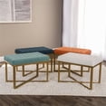 thumbnail image 3 of HomePop Banc en Métal de Style Moderne avec Siège en Velours, Fini Blanc, 3 of 15