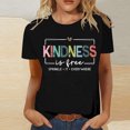 thumbnail image 2 of LUOGENLI T-shirts pour Femme pour Femmes Mode Décontractée Col Rond T-Shirt à Lettres Imprimées Manches Courtes Haut T-shirts pour Femmes T-shirts Graphiques Pêche Saint-Valentin Noir P, 2 of 4