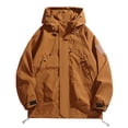 thumbnail image 1 of RXIRUCGD Men's Stitching Drawstring Hooded Slim Fashion Jacket Coat Outwear, Coffee, Size: M, 1 of 3