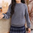thumbnail image 5 of MeetoTime 4-18 Years Children's Knitted Undershirt Solid Color Thick Half High Neck Long Sleeved Pullover Top, 5 of 5