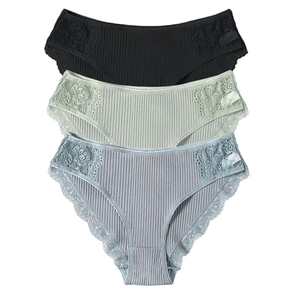 HUITKMM sous-Vêtements en Coton Femme Femmes 3 Couleurs Assorties Rayé Sans Coutures Entrejambe Sans Coutures Taille Basse Culottes Respirantes