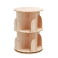 thumbnail image 1 of 2-Tier Solid Wood Rotating Bookshelf for Home & Office, Stackable 360° Organizer (Beige)- All ages, 1 of 4