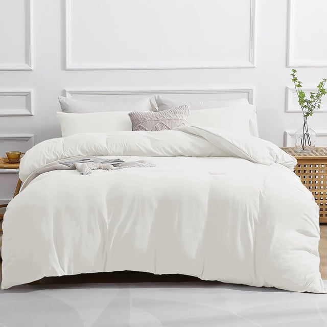 Duvet Cover Queen -Piece Prewashed Ultra Soft Queen Bedding Set - Features Zipper Closure and Corner Ties Includes Duvet Cover x Pillowcases No Comforter