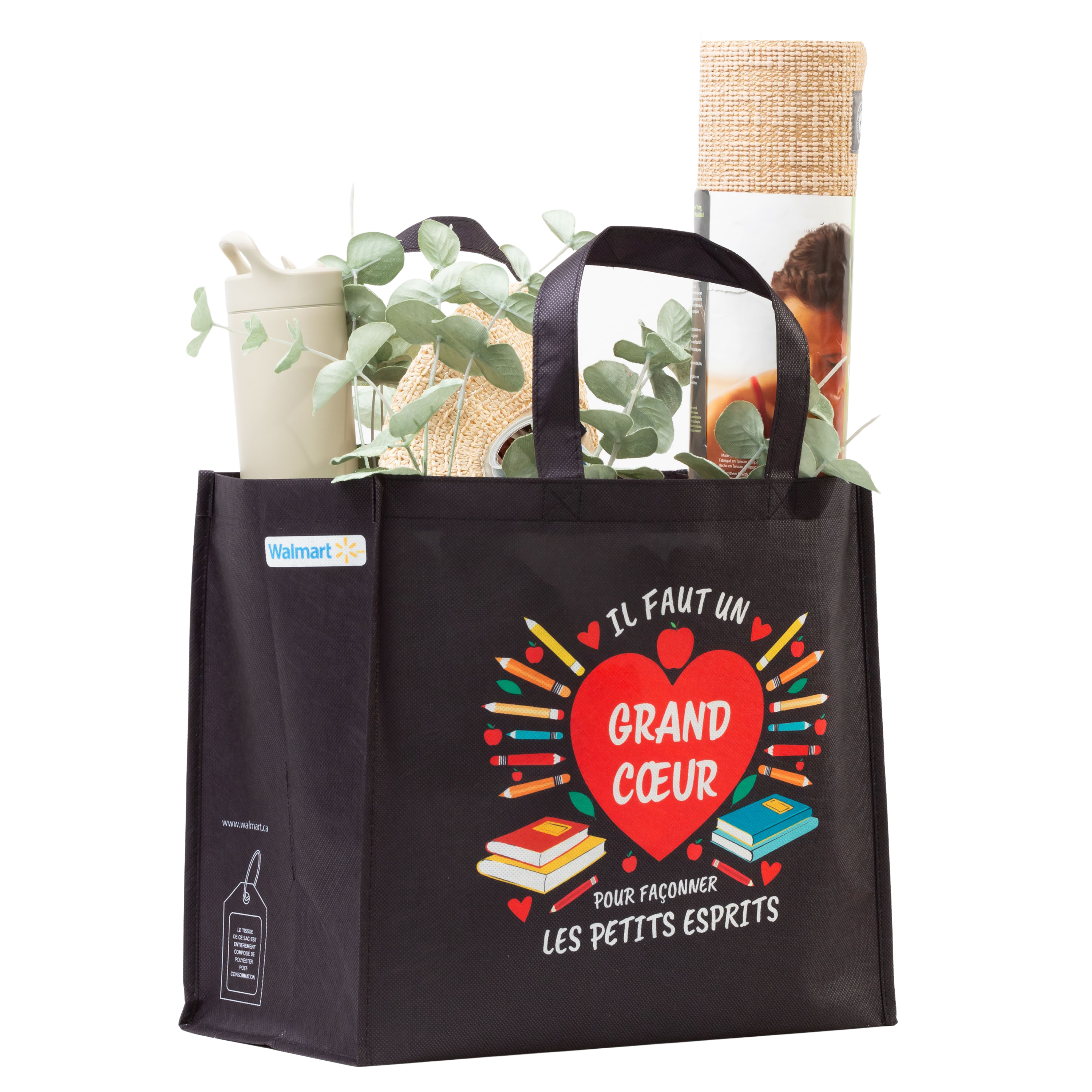 Sac d’épicerie réutilisable avec porte-bouteille, Sac réutilisable pour les courses, Sac de Courses Polyvalent Design pour enseignant